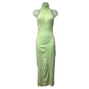 NWT Noam Size XS Lime Green Martinique Maxi Dress Sleeveless Bodycon High Neck